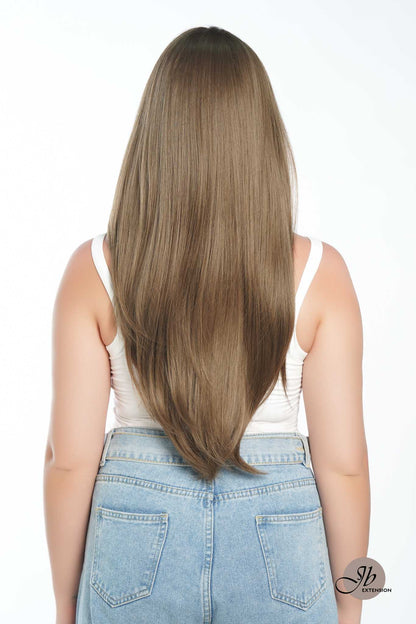 JBEXTENSION 26 Inches Brown Pre-Cut Frontlace Glueless Wig With Bangs JUANITA
