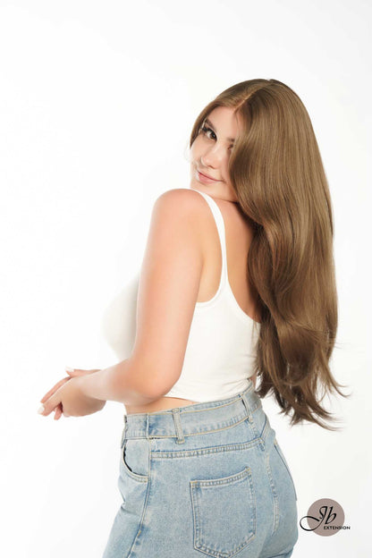 JBEXTENSION 26 Inches Brown Pre-Cut Frontlace Glueless Wig With Bangs JUANITA