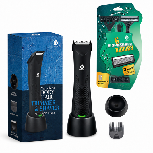 Wireless Body Hair Trimmer & Shaver - 3-Blade Disposable Razors Bundle