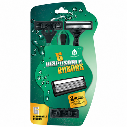 6 Disposable Razors – 3-Blade Shaving Surface Technology