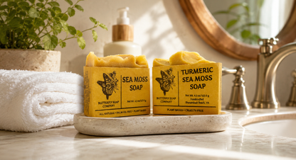 Jabón orgánico de musgo marino: jabón en barra artesanal, puro y natural para rostro y cuerpo.