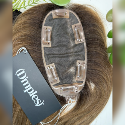 Clio 14 M PLUS | Remy Human Hair Topper (Reinforced Hand-Tied Base)
