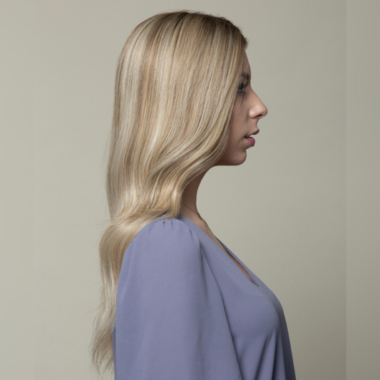 Clio 14 M PLUS | Remy Human Hair Topper (Reinforced Hand-Tied Base)