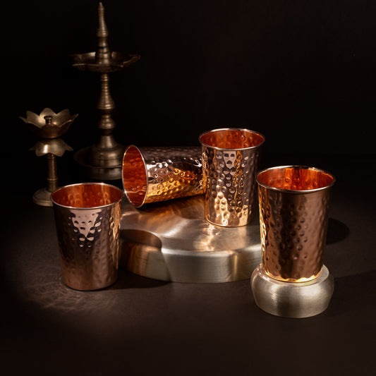 100% Pure Copper Cups -  Diamond Design