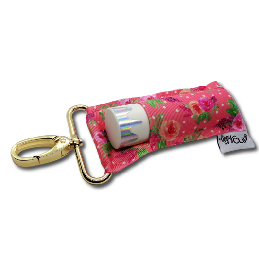 Coral Floral LippyClip KISS for larger lip balms, essential oil rollers, etc.