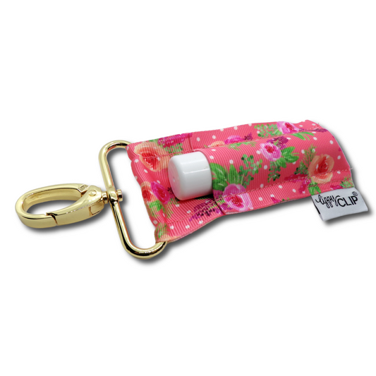 Coral Floral LippyClip KISS for larger lip balms, essential oil rollers, etc.