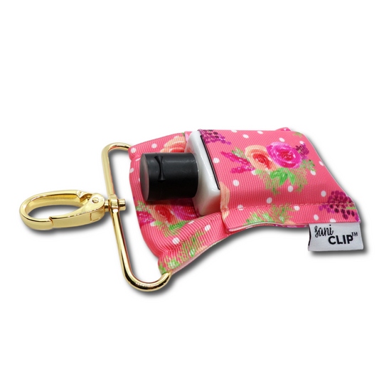 Coral Floral SaniClip Hand Sanitizer Holder - made to order