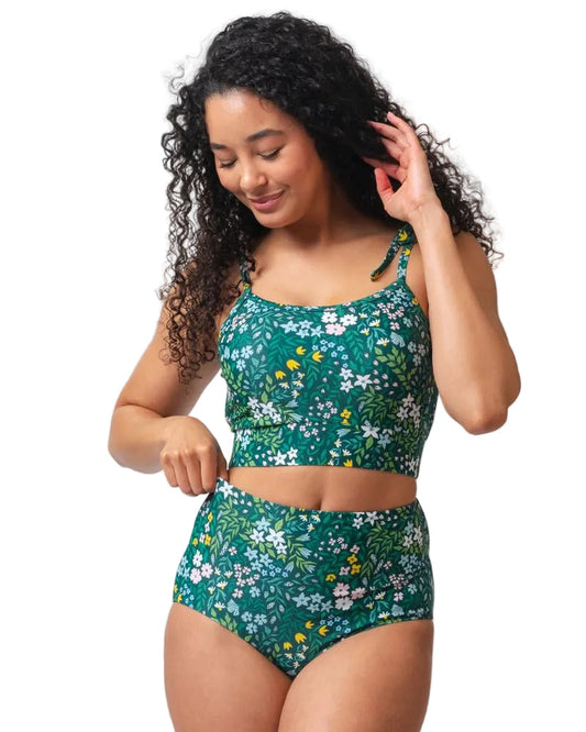 Cottage Floral Shoulder-Tie Crop Top