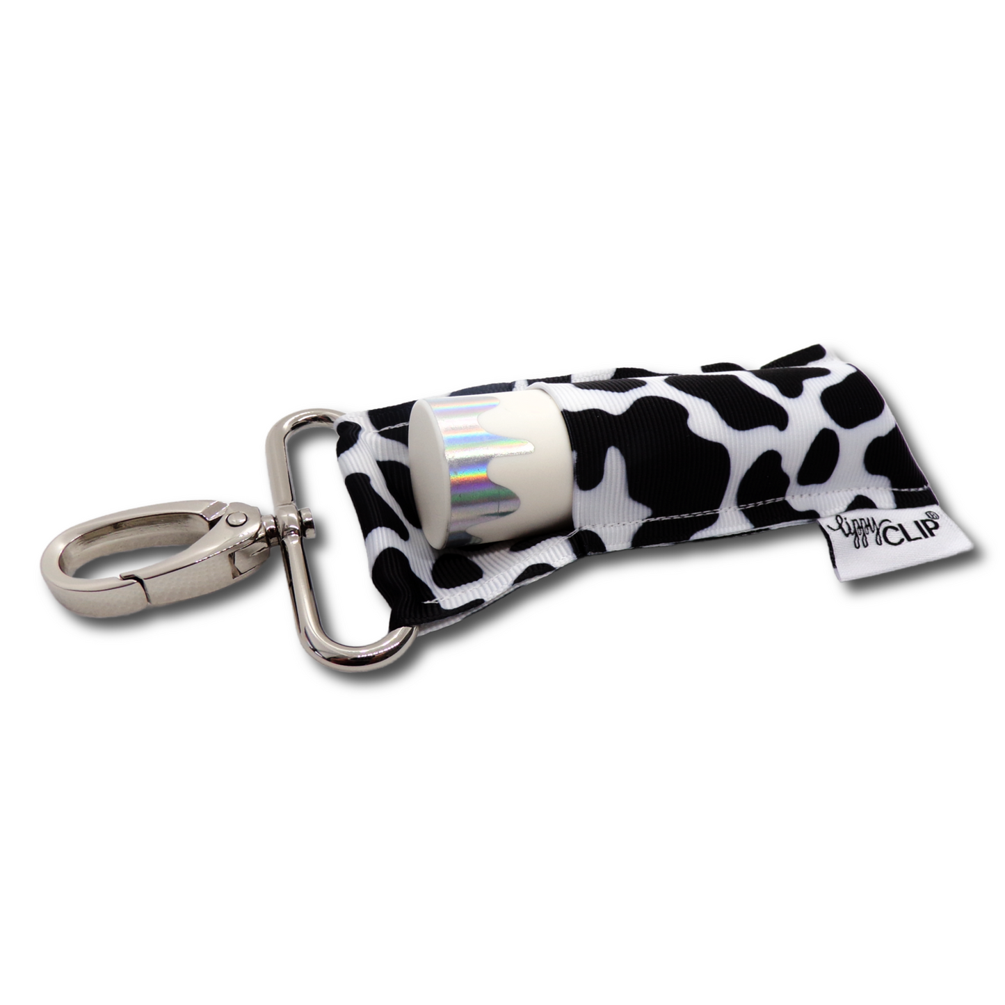 Cow Print LippyClip KISS for larger lip balms, essential oil rollers, etc.