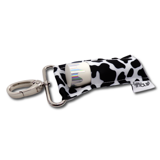 Cow Print LippyClip KISS for larger lip balms, essential oil rollers, etc.