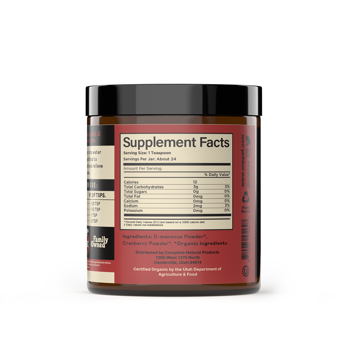 Organic D-Mannose & Cranberry Powder for Dogs, Cats, & Pets