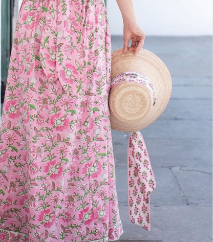 Clematis Bucket Hat - Wide & Short Light Pink Grosgrain Ribbon