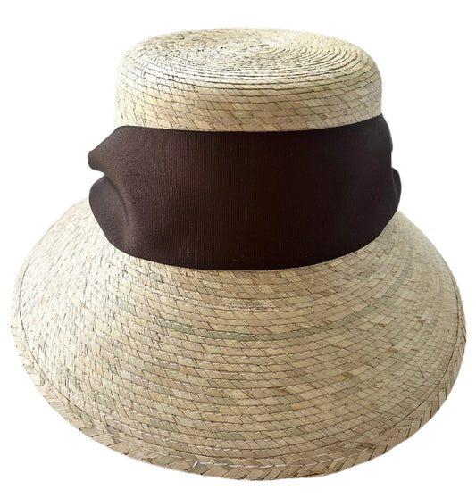 Clematis Bucket Hat - Chocolate Brown Wide & Short Grosgrain Ribbon