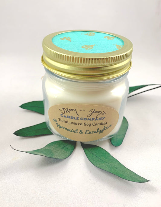 Peppermint & Eucalyptus Soy Candle – Refreshing & Invigorating Scent | Mam Jam’s