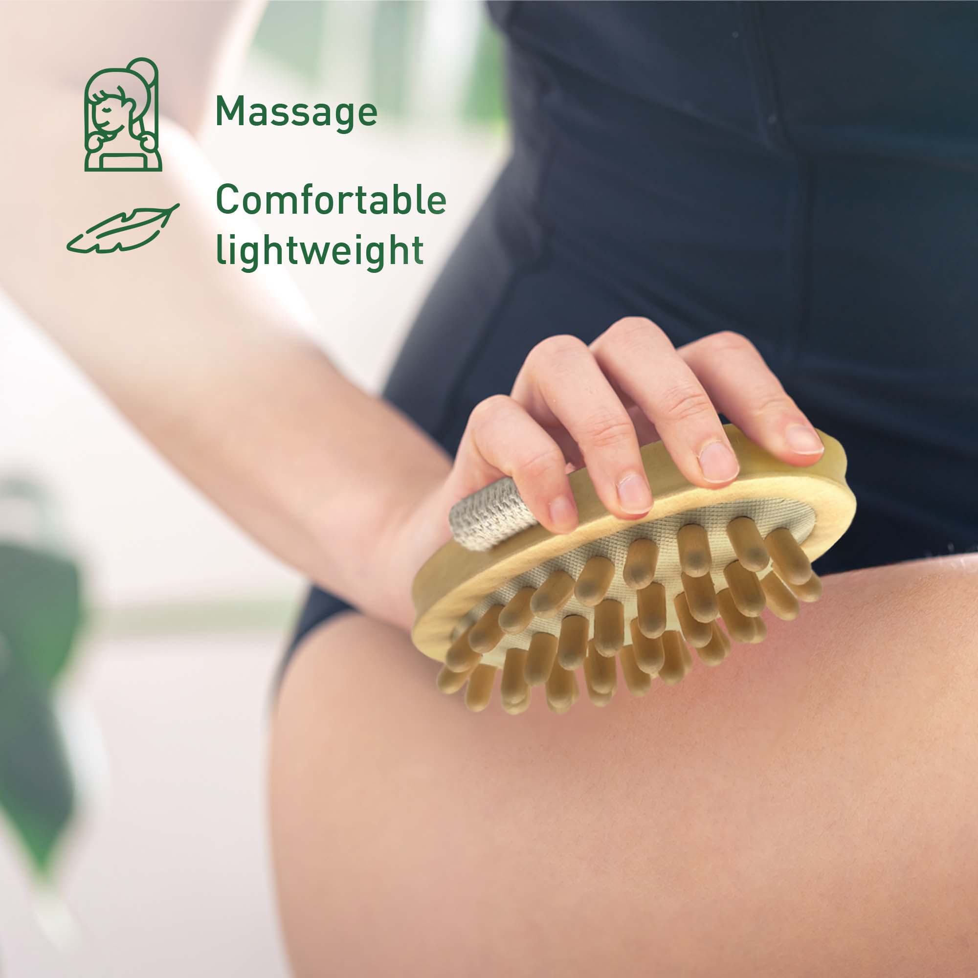 Rubber Massager with Lotus Wooden Handle