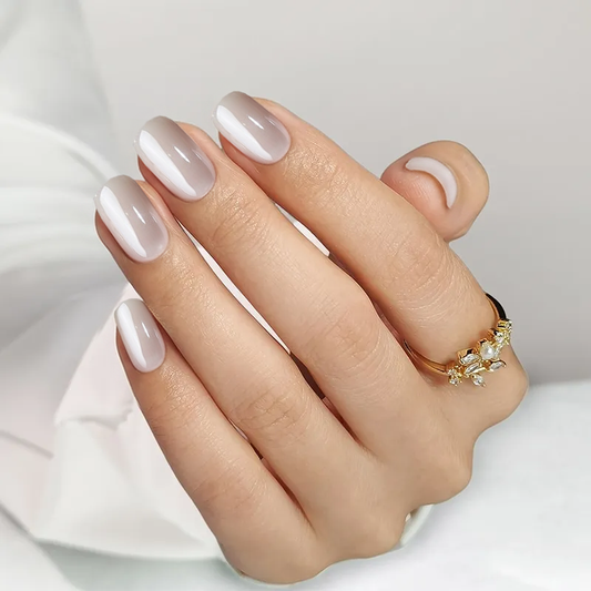 Classic Pearl White Short Square Nails - Press On Nails | Long Lasting & Reusable