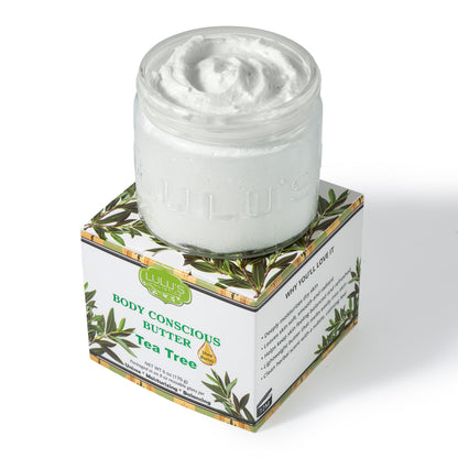 Manteca corporal consciente del árbol de té para pieles con tendencia al acné