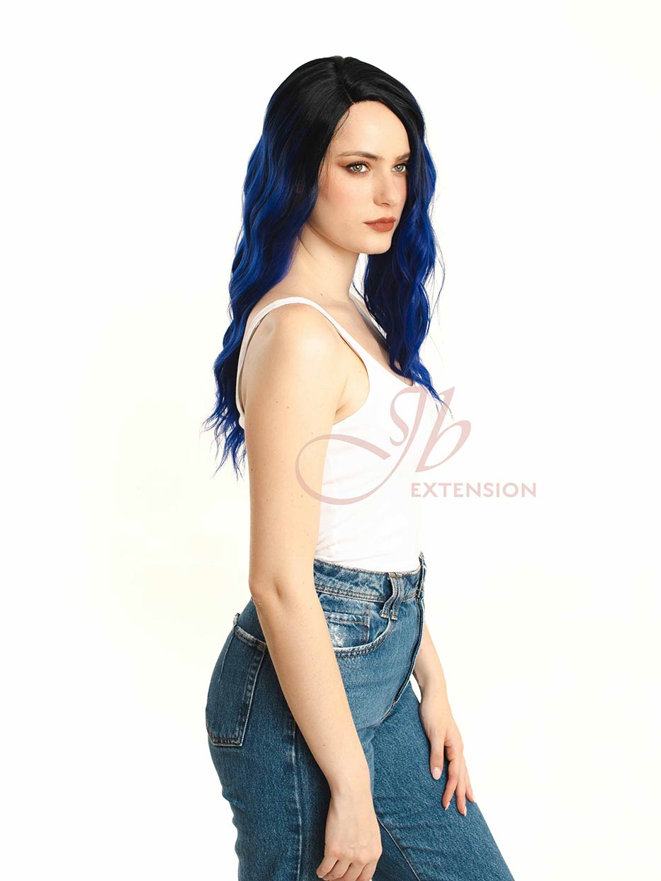 JBEXTENION 24 Inches Ombre Blue Body Wave Frontlace Glueless Wig LENA