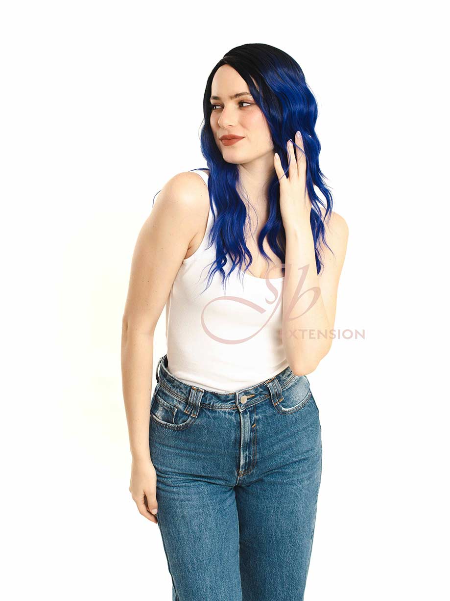 JBEXTENION 24 Inches Ombre Blue Body Wave Frontlace Glueless Wig LENA