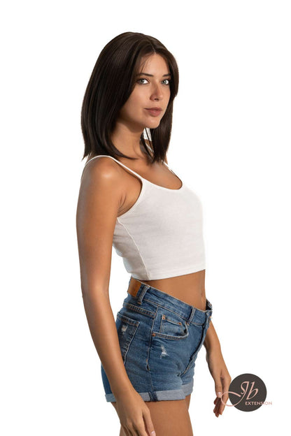 JBEXTENSION 12 Inches Bob Cut Cold Brown Straight Pre-Cut Frontlace Glueless Wig PAULA