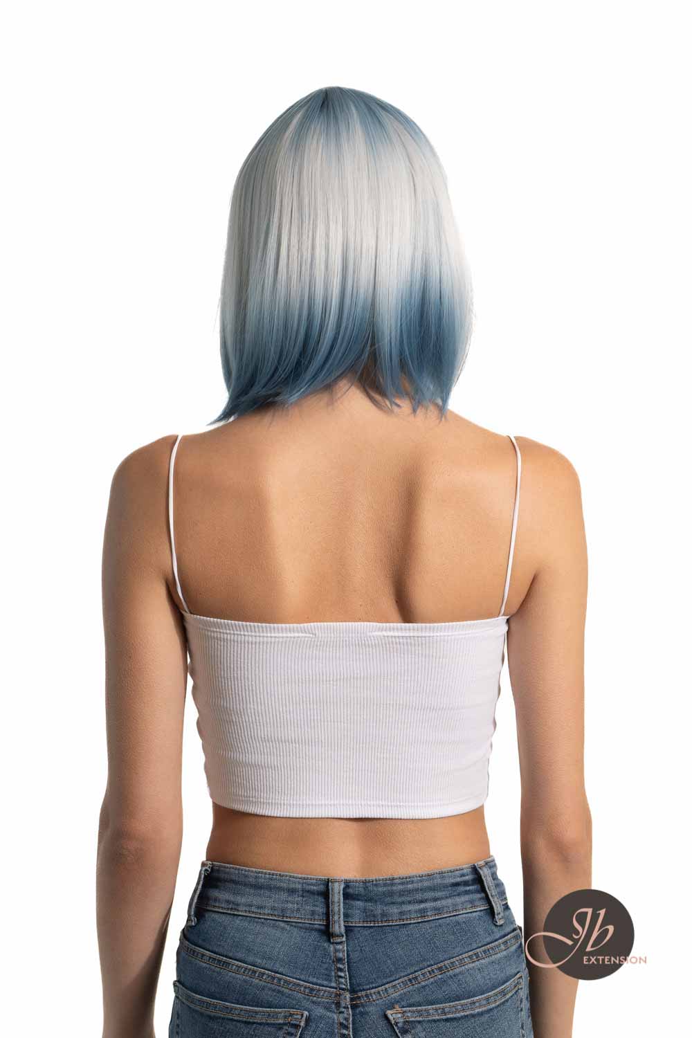 JBEXTENSION 12 Inches Bob Cut Short Straight Blue Wig KARRY BLUE
