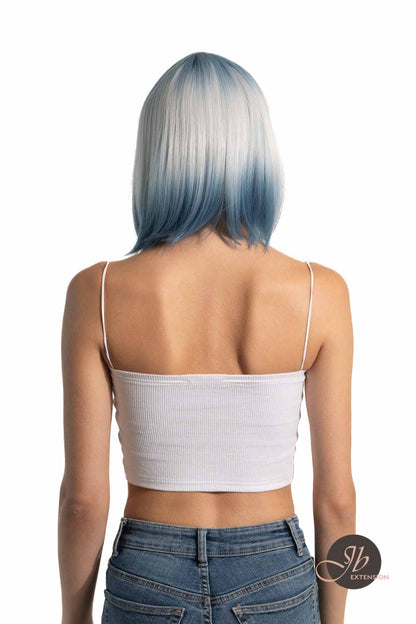 JBEXTENSION 12 Inches Bob Cut Short Straight Blue Wig KARRY BLUE