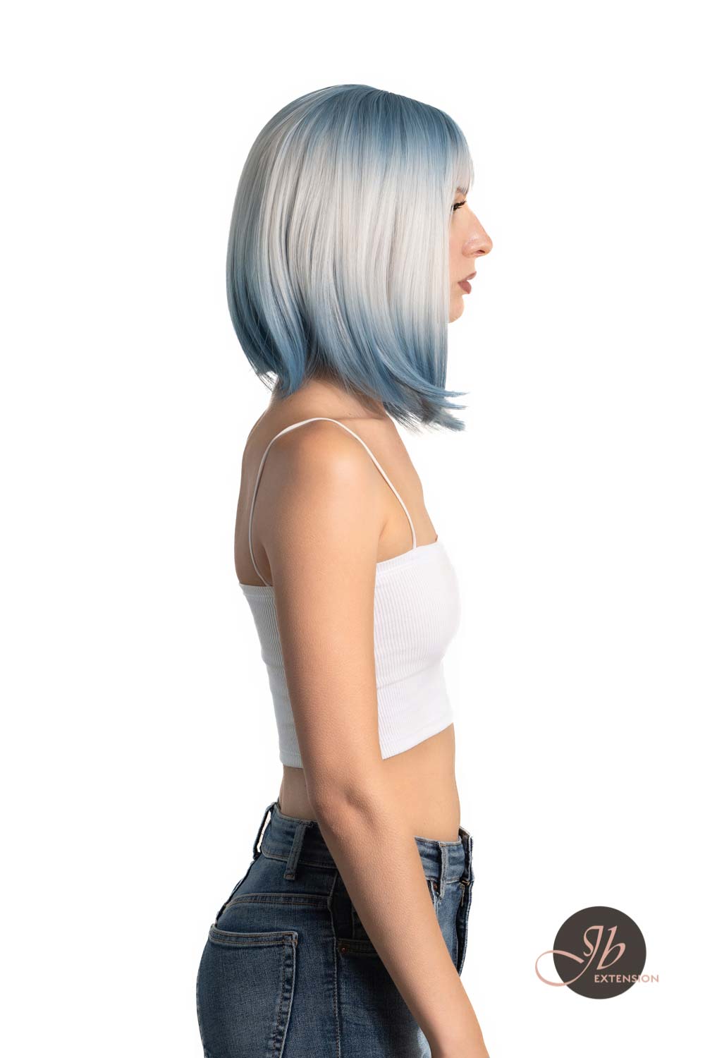 JBEXTENSION 12 Inches Bob Cut Short Straight Blue Wig KARRY BLUE