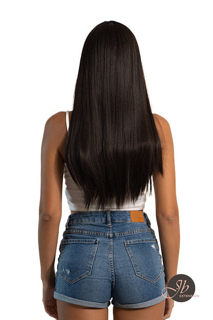 JBEXTENSION 24 Inches Long Straight Nature Black Wig With Bangs LUNA NATURAL BLACK
