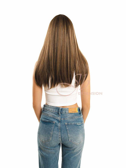 JBEXTENSION 22 Inches Dark Brown With Blonde Highlight Straight Wig ISABEL