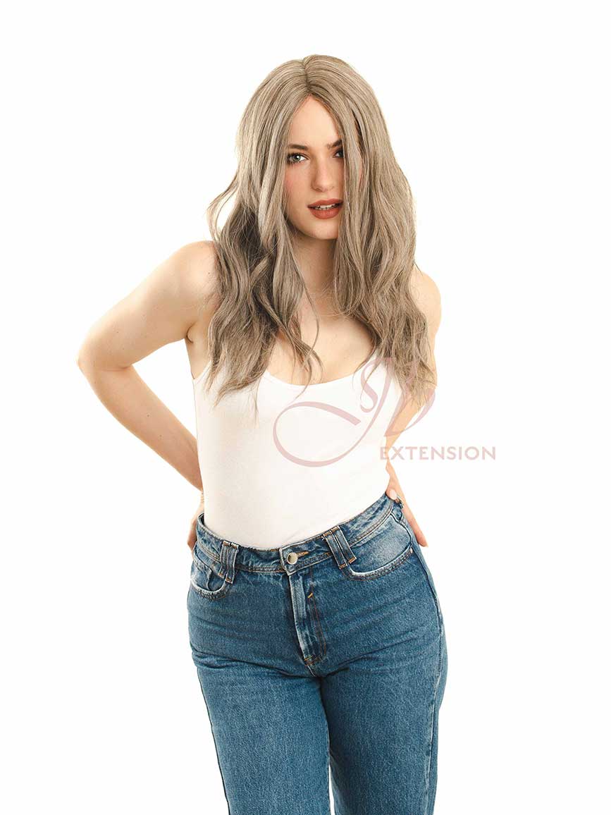JBEXTENSION 22 Inches Grey Wave Frontlace Women Glueless Wig CRYSTAL