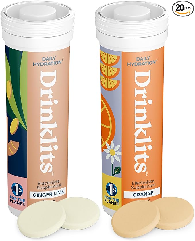Simply the Best Hydration, Vitamins, Electrolyte Tablets in Ginger-Lime and Orange - 2 Tubes | 20 Servings