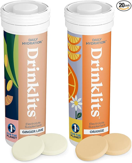 Simply the Best Hydration, Vitamins, Electrolyte Tablets in Ginger-Lime and Orange - 2 Tubes | 20 Servings
