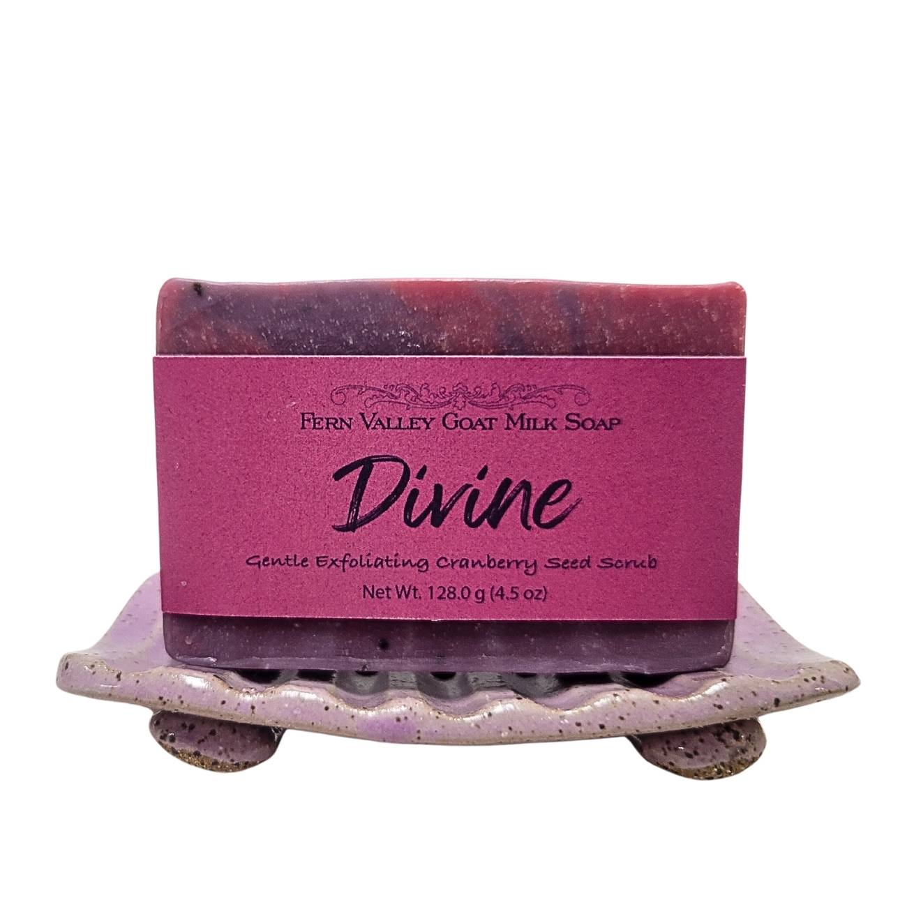 Jabón natural de leche de cabra | Exfoliante de semillas de arándano | Divine - Aroma floral almizclado