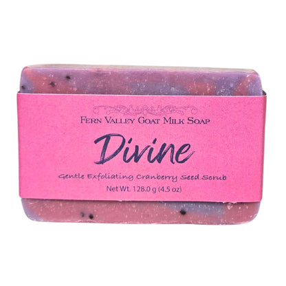 Jabón natural de leche de cabra | Exfoliante de semillas de arándano | Divine - Aroma floral almizclado