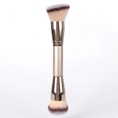 Dual-Ended Foundation Makeup Brush - Angled + Round