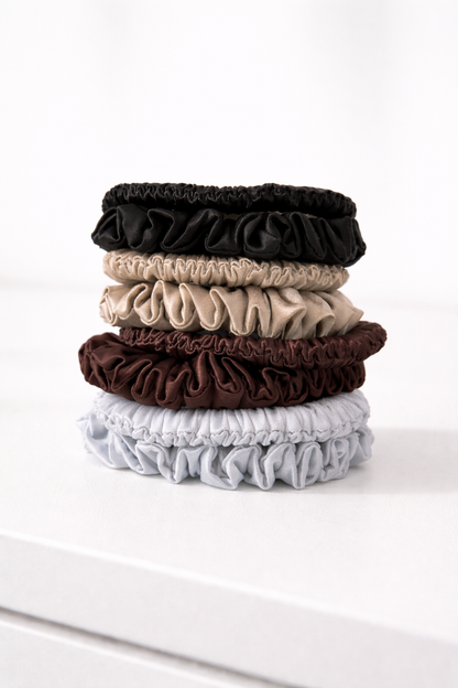 Soft Satin Ruffle Elastics - 4 Set Pack