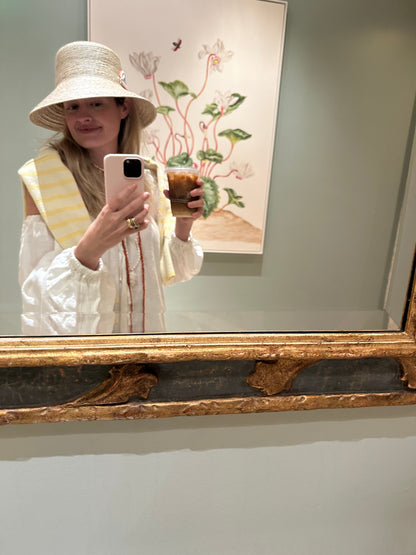 Clematis Bucket Hat - Wide & Short Navy Grosgrain Ribbon
