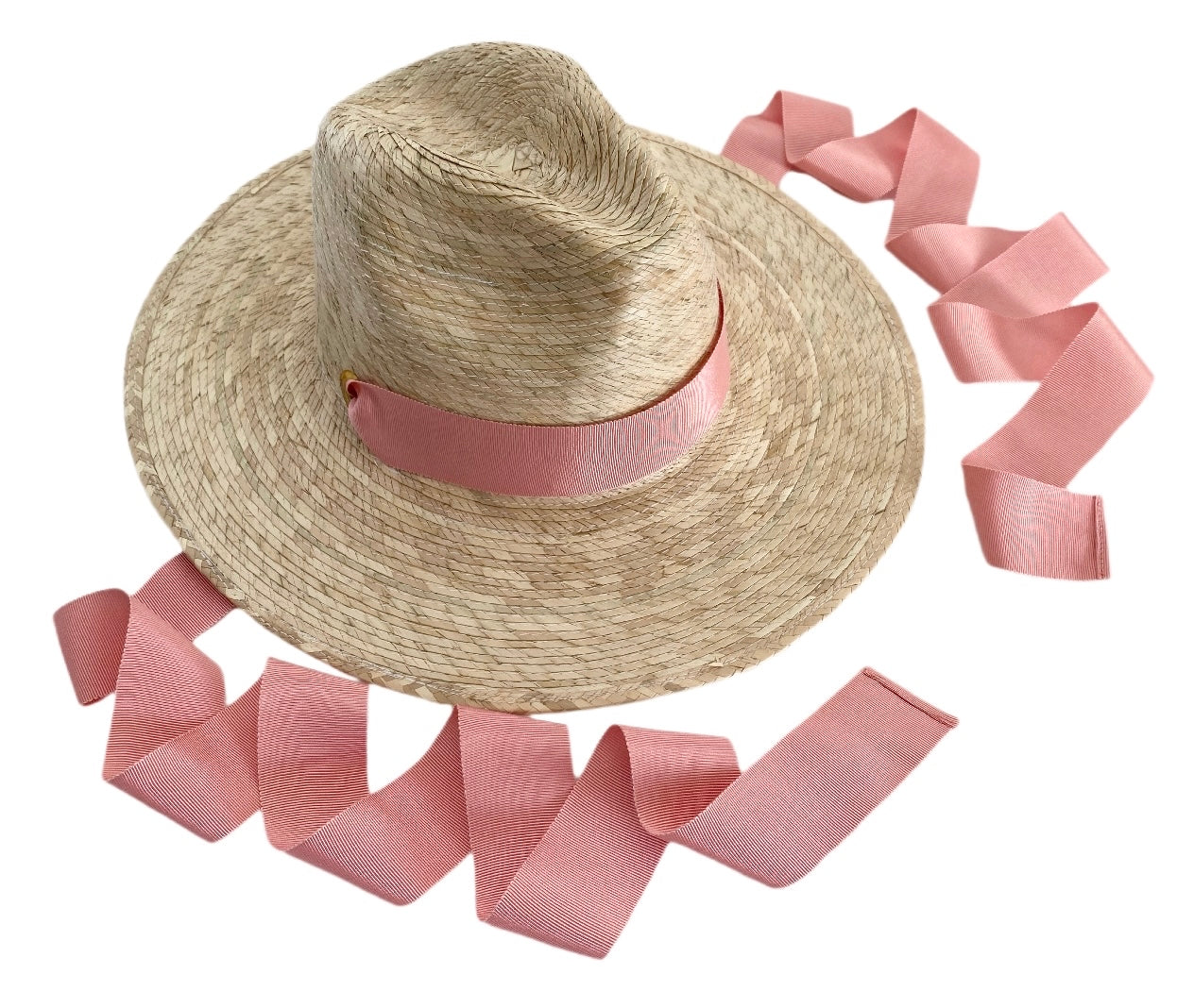 Zinnia Sun Hat for Little Girls (Age 4-10) - Coral Grosgrain Ribbon