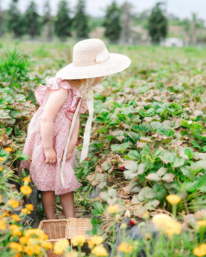 Buttercup Little Girl’s Hat - Vintage Periwinkle Ribbon