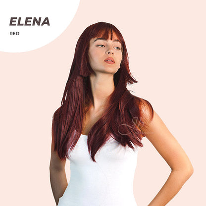 JBEXTENSION 22 Inches Straight Red Hime Cut Wig With Bangs ELENA