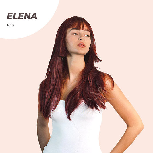 JBEXTENSION 22 Inches Straight Red Hime Cut Wig With Bangs ELENA