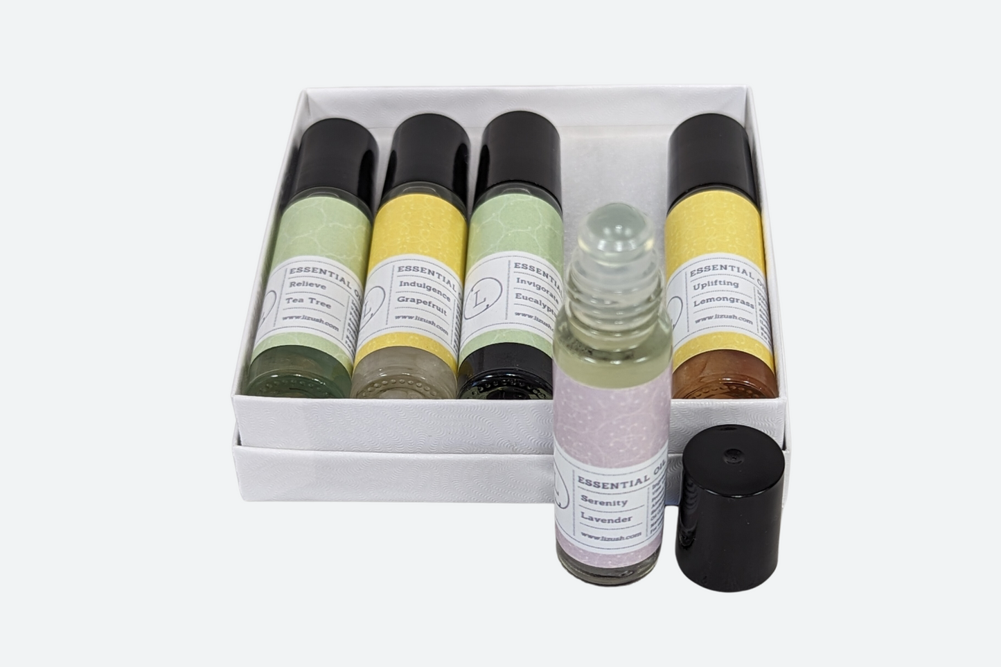 Essential Oils Roll-On with Crystals - set of 5