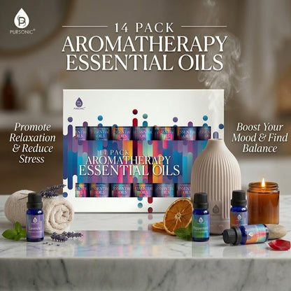 Coffret Cadeau de 14 Huiles Essentielles d'Aromathérapie