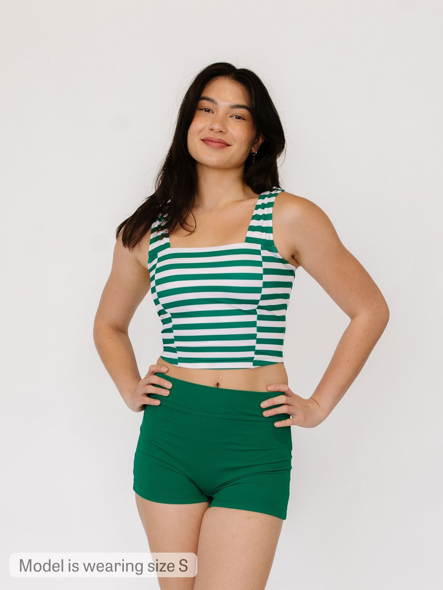 Emerald Stripe Square Neck Crop