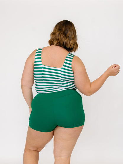Emerald Stripe Square Neck Crop