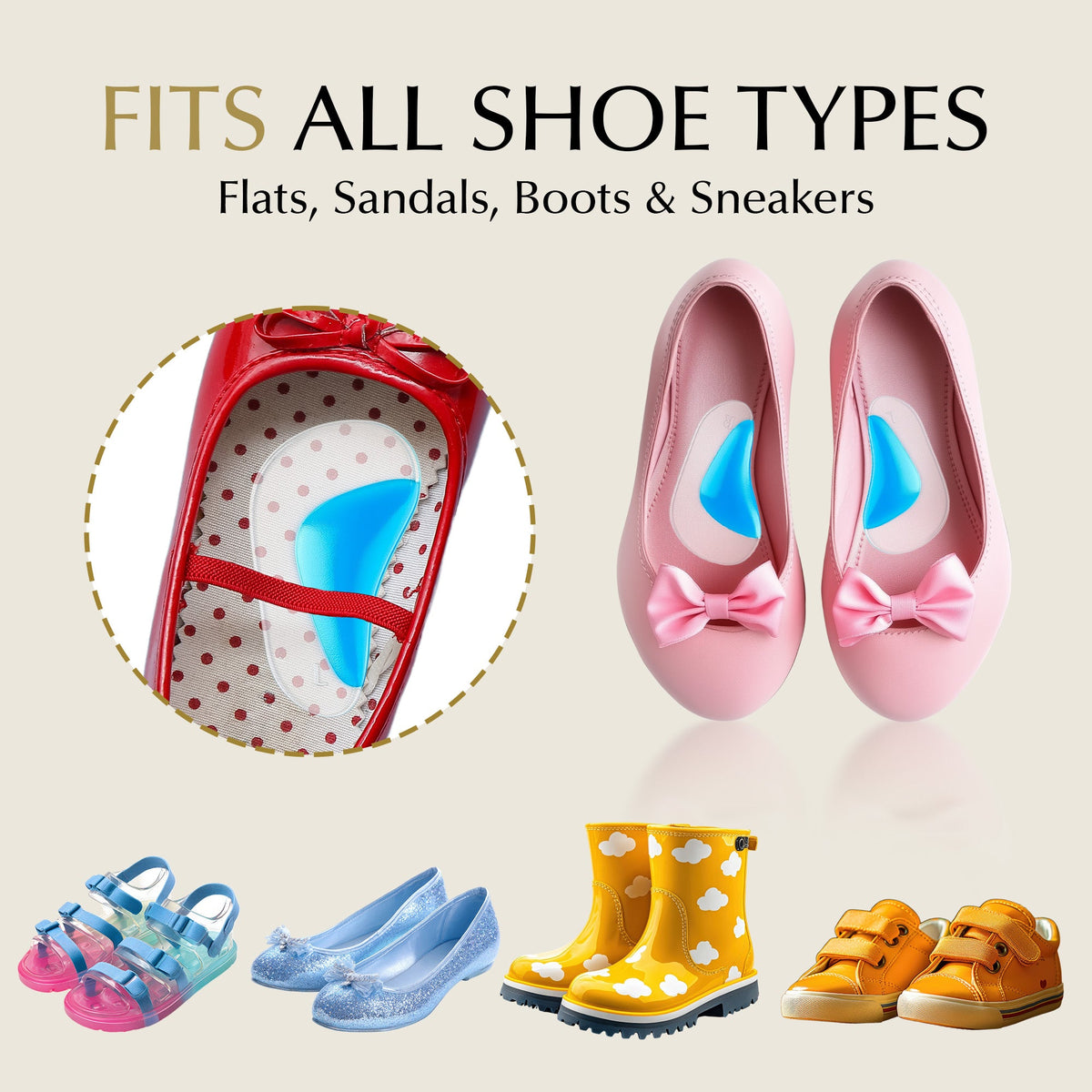 Arch Support Shoe Inserts for Adults & Kids