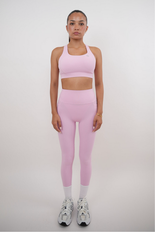Leggings de mantequilla de secado rápido con flor rosa brillante I Am Glowing