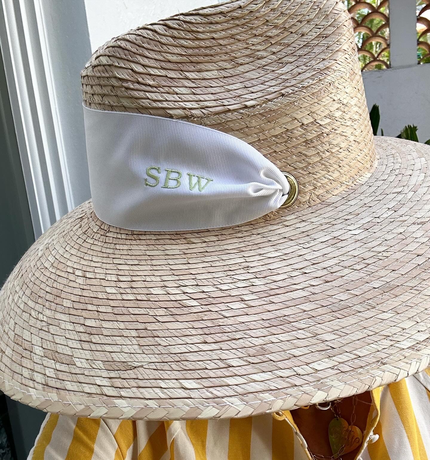 Hollyhock Sun Hat -  Vintage Azure Garden Rose Long Ribbon