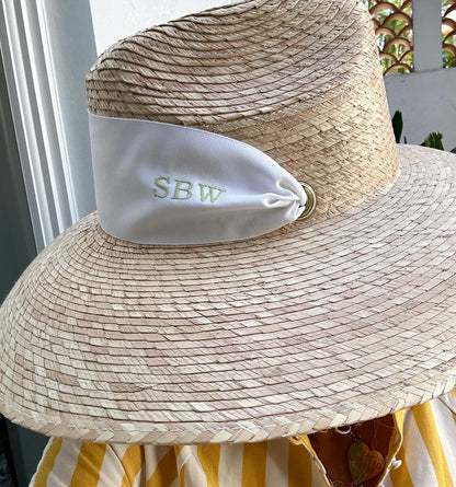 Hollyhock Sun Hat -  Vintage Azure Garden Rose Long Ribbon