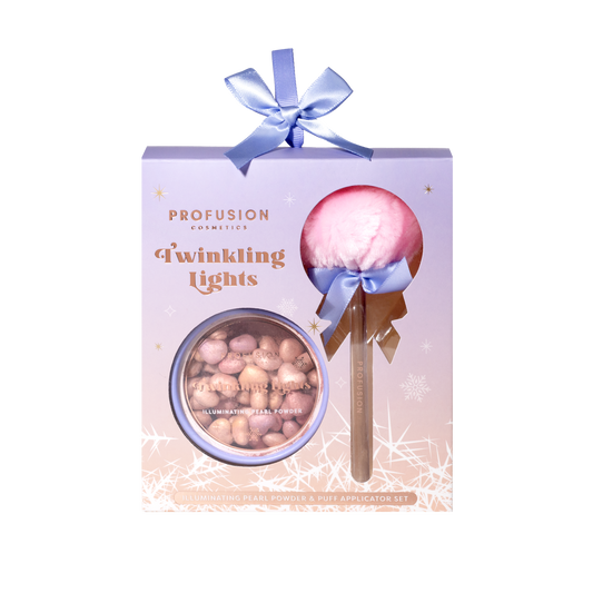 Frosted Snow Sparkle | Twinkling Lights Powder Puff Set